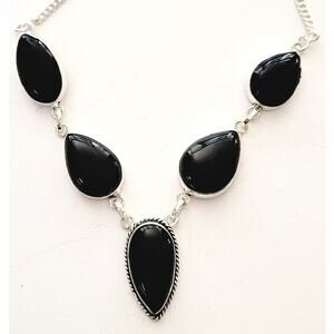 Elegant Black Onyx Necklace - Sterling Silver Statement Jewelry